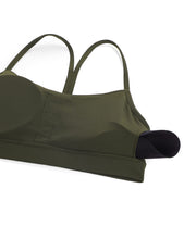 Load image into Gallery viewer, CRZ YOGA Butterluxe Womens Y Back Sports Bra - Padded Racerback Low Impact Spaghetti Thin Strap Workout Yoga Top Olive Green
