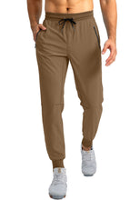 Load image into Gallery viewer, Pudolla Men's Lightweight Jogger Pants Workout Running Tapered Joggers for Men with Zipper Pockets for Athletic Travel Casual(Brown)