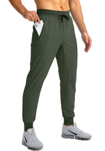 Load image into Gallery viewer, Pudolla Men's Lightweight Jogger Pants Workout Running Tapered Joggers for Men with Zipper Pockets for Athletic Travel Casual(Army Green)
