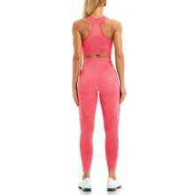 Load image into Gallery viewer, WodoWei Women 2 Piece Workout Outfits Sports Bra Seamless Leggings Yoga Gym Activewear Set (YO610-Red Marl)