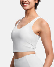 Load image into Gallery viewer, Women’s Longline Sports Bra Wirefree Padded Medium Support Yoga Bras Gym Running Workout Tank Tops