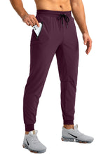 Load image into Gallery viewer, Pudolla Men's Lightweight Jogger Pants Workout Running Tapered Joggers for Men with Zipper Pockets for Athletic Travel Casual(Wine)