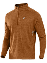 Load image into Gallery viewer, NORTHYARD Men's Running Shirt Long Sleeve Quarter Zip Pullover Moisture Wicking Quick Dry Athletic Workout Shirts ORANGEHEATHER
