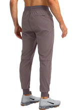 Load image into Gallery viewer, Pudolla Men's Lightweight Jogger Pants Workout Running Tapered Joggers for Men with Zipper Pockets for Athletic Travel Casual(Purple Grey)