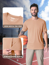 Load image into Gallery viewer, Mens Short Sleeve T Shirts Dry Fit Shirts Summer T Shirts UV Protection UPF 50 Shirts Athletic Active T-Shirt Apricot