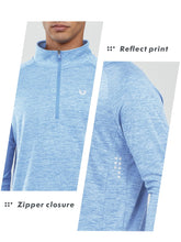 Load image into Gallery viewer, NORTHYARD Men's Running Shirt Long Sleeve Quarter Zip Pullover Moisture Wicking Quick Dry Athletic Workout Shirts SKYHEATHER