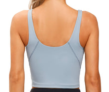 Load image into Gallery viewer, Women’s Longline Sports Bra Wirefree Padded Medium Support Yoga Bras Gym Running Workout Tank Tops (Denim Blue)