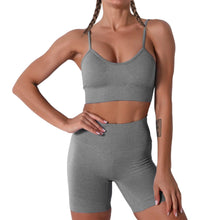 Load image into Gallery viewer, Women Seamless Yoga Set 2 Piece Workout Sport Bra with High Waist Shorts Legging Outfit Tracksuit.JNINTH