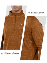 Load image into Gallery viewer, NORTHYARD Men's Running Shirt Long Sleeve Quarter Zip Pullover Moisture Wicking Quick Dry Athletic Workout Shirts ORANGEHEATHER