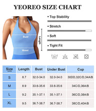 Load image into Gallery viewer, YEOREO Women's Halter Crop Top V Neck Workout Going Out Tank Top Hazel Padded Sleeveless Backless Trendy Summer Camisole Light Blue