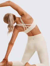 Load image into Gallery viewer, CRZ YOGA Women's Strappy Sports Bras Fitness Workout Padded Yoga Criss Cross Back Cami White Apricot