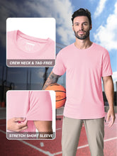 Load image into Gallery viewer, Mens Sun Shirts Quick Dry T-Shirt Short Sleeve Running Shirt Sun Protection Shirts Active Shirts Light Pink