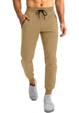 Load image into Gallery viewer, Pudolla Men's Lightweight Jogger Pants Workout Running Tapered Joggers for Men with Zipper Pockets for Athletic Travel Casual(Dark Khaki)