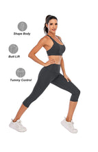 Load image into Gallery viewer, Steppe Naked Feeling High Waisted Yoga Pants Women's Workout Capris Leggings with Pockets Tummy Control Buttery Soft Running Compression Capris for Athletic Gym Exercise Fitness Dark Grey