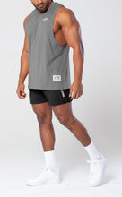 Load image into Gallery viewer, Project Titan Men's Drop Arm Tank Top – Cut Off Sleeveless Gym Shirt for Weightlifting & Bodybuilding in Steel Grey