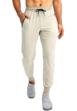 Load image into Gallery viewer, Pudolla Men's Lightweight Jogger Pants Workout Running Tapered Joggers for Men with Zipper Pockets for Athletic Travel Casual(Khaki)