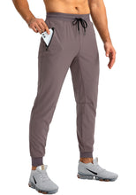 Load image into Gallery viewer, Pudolla Men's Lightweight Jogger Pants Workout Running Tapered Joggers for Men with Zipper Pockets for Athletic Travel Casual(Purple Grey)