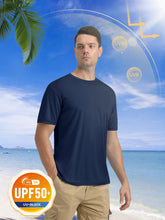 Load image into Gallery viewer, Short Sleeve Shirts for Men Sun Protection T-Shirts UPF 50+ Ultra Breathable Shirts Moisture Wicking Casual Shirts Navy