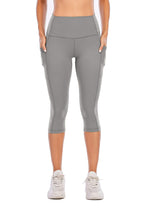 Load image into Gallery viewer, Steppe Naked Feeling High Waisted Yoga Pants Women's Workout Capris Leggings with Pockets Tummy Control Buttery Soft Running Compression Capris for Athletic Gym Exercise Fitness Grey
