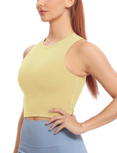 Load image into Gallery viewer, Natural Feelings Nudi Sports Bras for Women Removable Padded Yoga Tank Tops Sleeveless Fitness Workout Crop Tops Cream Yellow