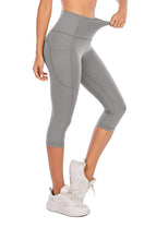 Load image into Gallery viewer, Steppe Naked Feeling High Waisted Yoga Pants Women's Workout Capris Leggings with Pockets Tummy Control Buttery Soft Running Compression Capris for Athletic Gym Exercise Fitness Grey
