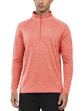 Load image into Gallery viewer, NORTHYARD Men's Running Shirt Long Sleeve Quarter Zip Pullover Moisture Wicking Quick Dry Athletic Workout Shirts REDHEATHER