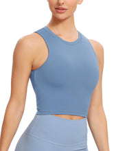 Load image into Gallery viewer, Natural Feelings Nudi Sports Bras for Women Removable Padded Yoga Tank Tops Sleeveless Fitness Workout Crop Tops Ink Blue