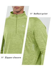 Load image into Gallery viewer, NORTHYARD Men's Running Shirt Long Sleeve Quarter Zip Pullover Moisture Wicking Quick Dry Athletic Workout Shirts LIGHTGREENHEATHER