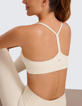Load image into Gallery viewer, CRZ YOGA Butterluxe Womens Y Back Sports Bra - Padded Racerback Low Impact Spaghetti Thin Strap Workout Yoga Top White Apricot