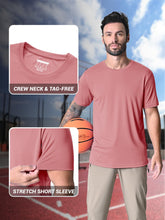 Load image into Gallery viewer, Dry Fit Shirts Men Workout Shirts Summer UPF 50 Shirts Rash Guards Shirts Moisture Wicking Running T-Shirt Outdoor Tshirts Grey Pink