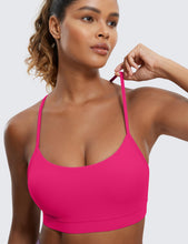 Load image into Gallery viewer, CRZ YOGA Butterluxe Womens Y Back Sports Bra - Padded Racerback Low Impact Spaghetti Thin Strap Workout Yoga Top Granita Pink
