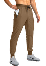 Load image into Gallery viewer, Pudolla Men's Lightweight Jogger Pants Workout Running Tapered Joggers for Men with Zipper Pockets for Athletic Travel Casual(Brown)