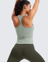 Load image into Gallery viewer, CRZ YOGA Butterluxe Racerback Workout Tank Tops for Women Sleeveless Camisole Gym Athletic Yoga Shirts Green Palm Court