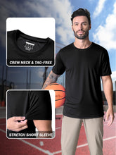 Load image into Gallery viewer, MAGCOMSEN Men's Athletic Short Sleeve Summer T-Shirt - Dry Fit & Ultra Lightweight with UV Protection, Black, US Medium