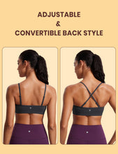 Load image into Gallery viewer, CRZ YOGA Butterluxe V-Neck Sports Bras for Women - Adjustable Thin Straps Padded Yoga Top Basic Wireless Camisole Mysterious Grey