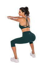 Load image into Gallery viewer, Steppe Naked Feeling High Waisted Yoga Pants Women's Workout Capris Leggings with Pockets Tummy Control Buttery Soft Running Compression Capris for Athletic Gym Exercise Fitness Dark Sea