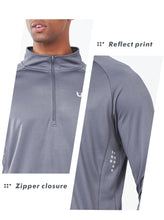 Load image into Gallery viewer, NORTHYARD Men's Running Shirt Long Sleeve Quarter Zip Pullover Moisture Wicking Quick Dry Athletic Workout Shirts SMOKEGREY