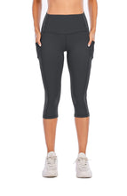 Load image into Gallery viewer, Steppe Naked Feeling High Waisted Yoga Pants Women's Workout Capris Leggings with Pockets Tummy Control Buttery Soft Running Compression Capris for Athletic Gym Exercise Fitness Dark Grey