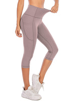 Load image into Gallery viewer, Steppe Naked Feeling High Waisted Yoga Pants Women's Workout Capris Leggings with Pockets Tummy Control Buttery Soft Running Compression Capris for Athletic Gym Exercise Fitness Grey Pink