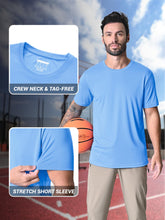 Load image into Gallery viewer, MAGCOMSEN Short Sleeve T Shirt Men UV Protection Shirts Moisture Wicking T Shirts Quick Dry Active Shirts Crew Neck Sky Blue