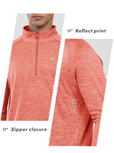 Load image into Gallery viewer, NORTHYARD Men's Running Shirt Long Sleeve Quarter Zip Pullover Moisture Wicking Quick Dry Athletic Workout Shirts REDHEATHER