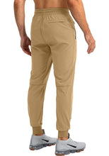 Load image into Gallery viewer, Pudolla Men's Lightweight Jogger Pants Workout Running Tapered Joggers for Men with Zipper Pockets for Athletic Travel Casual(Dark Khaki)