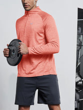 Load image into Gallery viewer, NORTHYARD Men's Running Shirt Long Sleeve Quarter Zip Pullover Moisture Wicking Quick Dry Athletic Workout Shirts REDHEATHER