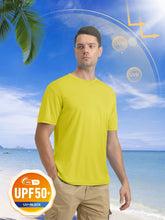Load image into Gallery viewer, Men's UPF 50 T Shirts Running Shirts Dry Fit Summer Top Tee Cool Active Shirts Short Sleeve Athletic T-Shirts Yellow