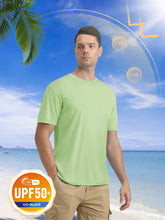 Load image into Gallery viewer, MAGCOMSEN UPF 50 Shirts for Men Short Sleeve Summer T-Shirt UV Protection Running Shirts Quick Dry T Shirts Light Green