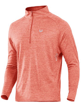Load image into Gallery viewer, NORTHYARD Men's Running Shirt Long Sleeve Quarter Zip Pullover Moisture Wicking Quick Dry Athletic Workout Shirts REDHEATHER