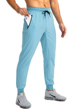 Load image into Gallery viewer, Pudolla Men's Lightweight Jogger Pants Workout Running Tapered Joggers for Men with Zipper Pockets for Athletic Travel Casual(Light Blue)
