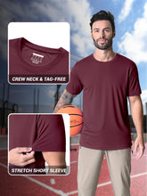Load image into Gallery viewer, MAGCOMSEN Short Sleeve T Shirt Men UV Protection UPF 50 Shirts Moisture Wicking T Shirts Quick Dry Active Shirts Crew Neck Wine