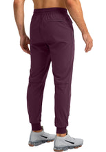 Load image into Gallery viewer, Pudolla Men's Lightweight Jogger Pants Workout Running Tapered Joggers for Men with Zipper Pockets for Athletic Travel Casual(Wine)