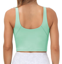 Load image into Gallery viewer, Women’s Longline Sports Bra Wirefree Padded Medium Support Yoga Bras Gym Running Workout Tank Tops(Mint Green)